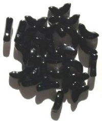 30 14mm Black Angel Wing Beads